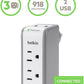Belkin Wall Mount Surge Protector -3 AC Multi Outlets&2 USB Ports -Flat Rotating Plug Splitter - Wall Outlet Extender for Home,Office,Travel, Computer Desktop & Charging Brick (918 Joules) (Pack of 4)