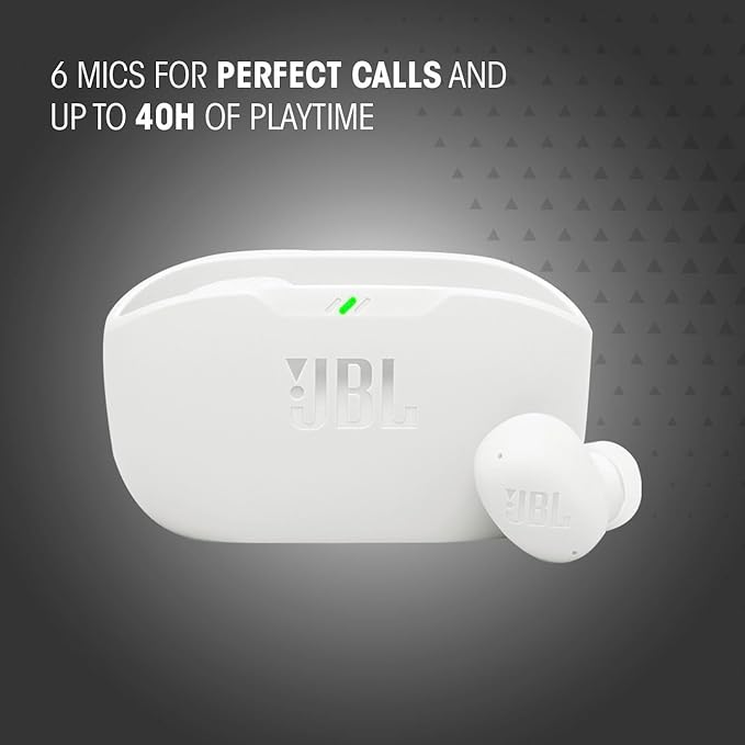 JBL Vibe Buds 2 - True Wireless Noise Cancelling Earbuds with JBL Pure Bass Sound & Smart Ambient Technology, 4mics for Crisp, Clear Calls, up to 40Hrs of Playback, IP54 Dust & Water Resistant (Blue)
