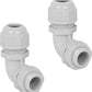 LeMotech M20 Cable Gland, 90 Degree Adjustable 9-14mm Strain Relief, Cord Connectors Nylon Joints with Gaskets, 2 Pcs, Grey