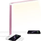 LED Desk Lamp with Wireless Charger, USB Charging Port, Desk Lighting with 10 Brightness, 5 Color Modes, Dimmable Eye Caring Reading Desk Lamps for Home Office, Touch Control, Auto Timer, Pink