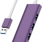 USB Hub, USB 3.0 Hub Aluminum Alloy Ultra Slim USB Splitter, Portable 4 Port USB Extender, USB Hub for Laptop, PC, MacBook, iMac, Surface Pro, Mac Pro, Flash Drive, XPS 【Purple】