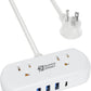 Power Strip with USB, SUPERDANNY Mini Surge Protector with 2 Wide-Spaced Outlets, 3 USB-A 1 USB-C, 5 Ft Extension Cord, Flat Plug, Compact Size Desktop Charging Station Travel, Home, Office, White