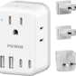 European Travel Plug Adapter USB C, US to EU/UK Plug Adapter- 4AC Outlets 4 USB Charger, International Power Adaptor kit Include Type G/C/L for American to England Italy France Germany Greece