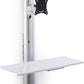 Displays2go Adjustable Monitor Display for Wall Mounting, Adjustable Height, Aluminum Build – Silver, White (VMSSWWM27)