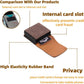 Universal Phone Holster Phone Pouch Case Belt Clip Belt Loops Card Slot Faux Leather for Man for Samsung Galaxy Z Flip 5/4/3 Motorola Razr Plus Razr+ 2023 (Brown&Yellow, XS(3.7"x3.1"x1.1"))