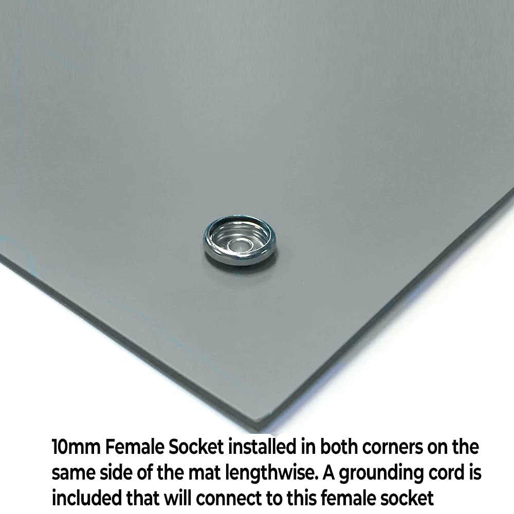 RubberStat Dual Layer ESD Compliant Workstation Rubber Table Mat Kit, Soldering, Cell Phone Repair, with Wrist Strap Set and Ground Cord - 30"x72" Grey