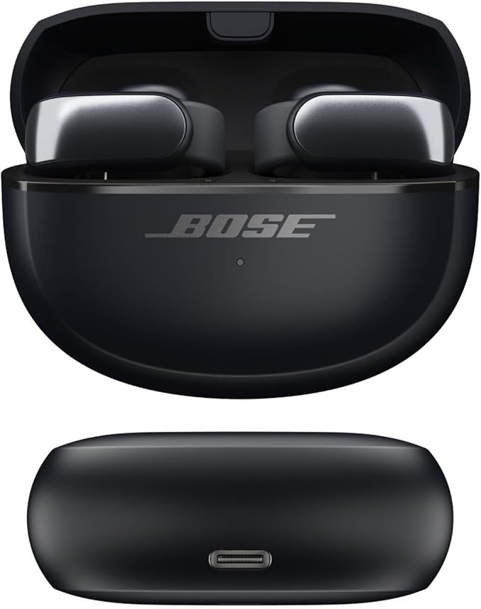 Bose Ultra Open Earbuds - Bluetooth Open Ear Earbuds with OpenAudio for Awareness, Clip-On Design for Comfort, Water Resistant, Up to 48 Hrs of Playtime, Black