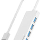 USB 3.0 Hub, Portable Slim USB Hub Adapter, 0.8 ft Multiple USB Splitter, USB Extender for PC, Laptop, iMac, Surface Pro, MacBook, Mac Pro, Flash Drive, XPS, Mouse, HDD【White】