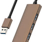 USB Hub, USB 3.0 Hub Aluminum Alloy Ultra Slim USB Splitter, Portable 4 Port USB Extender, USB Hub for Laptop, PC, MacBook, iMac, Surface Pro, Mac Pro, Flash Drive, XPS【Brown】