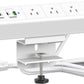 Desk Clamp Power Strip with 65W USB-C&USB A Ports 3 AC Outlet, Nightstand Edge Mount Charging Station Power Strip with USB-C Ports Tabletop Surge Protector for Home Office, Dorm Room(White)