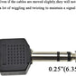 Hahiyo 3.25 M-2x6.35 F-TRS Stereo Plug Interconnect Audio One Male 6.35mm(1/4 inch) and Two Females 3.25mm(1/8Inch) Adapter Splitter Good Signal Sound Snap Tight Not Wobble for Guitar Black 2pcs