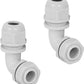 LeMotech M16 Cable Gland, 90 Degree Adjustable 6-10mm Strain Relief, Cord Connectors Nylon Joints with Gaskets, 2 Pcs, Grey