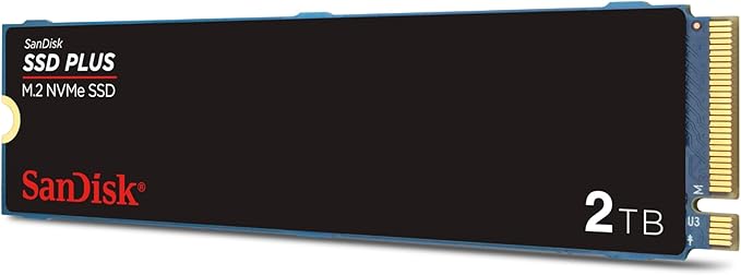 SANDISK 2TB SSD Plus M.2 NVMe SSD - PCIE Gen 3.0, Up to 3,200 MB/s - Internal Solid State Drive - SDSSDA3N-2T00-G26