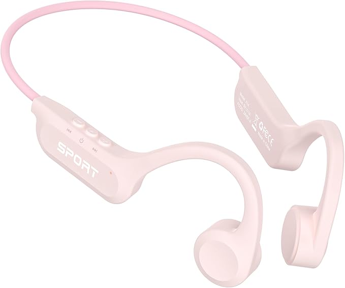 CXK Bone Conduction Earbuds,Open Ear Headphones Bluetooth 5.3, Wireless Headphones 8H Playtime, IPX6 Waterproof Sport Headphones for Sports, Peach