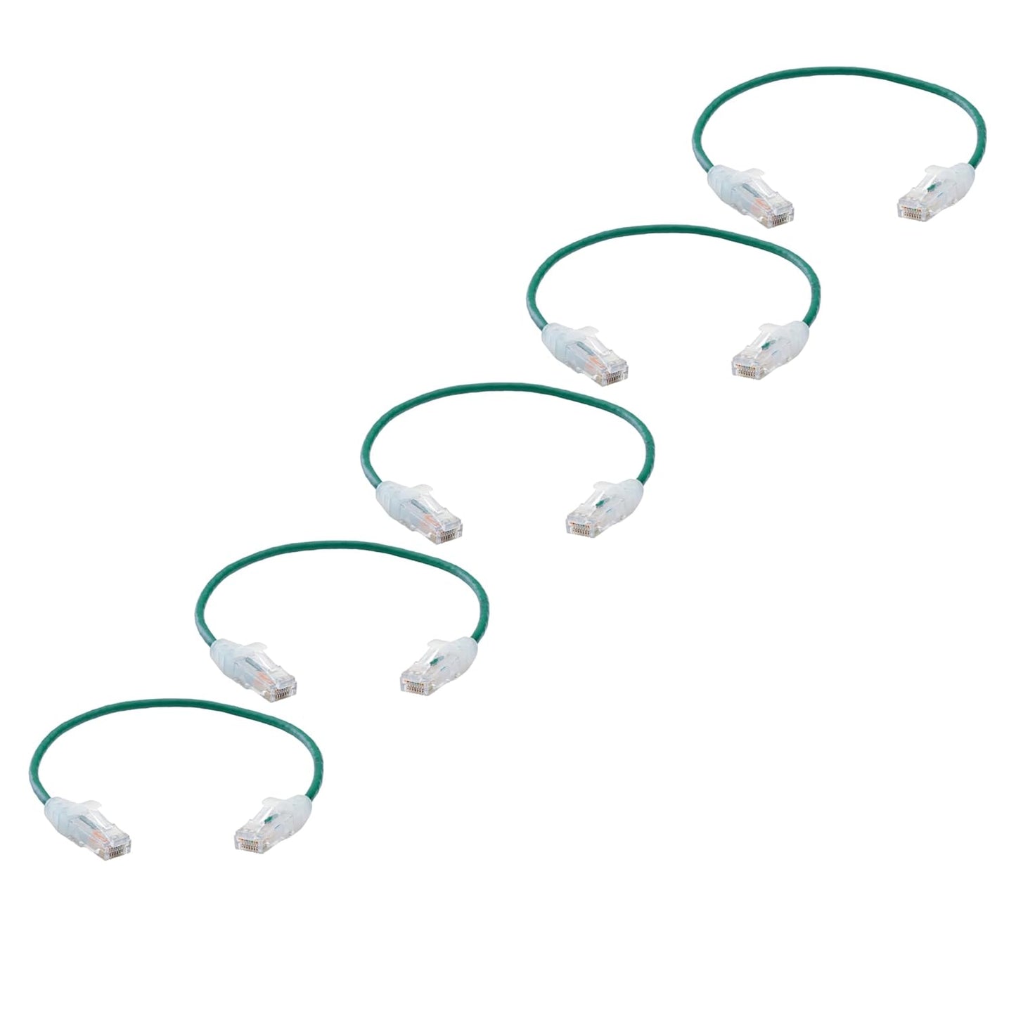 TRUECABLE Cat6 Component Rated Patch Cable, Unshielded (U/UTP), 1ft, Green, 28AWG Solid Copper, Snagless 10G High-Speed Ethernet Cable, PoE++ 4PPoE 100W, UL Listed, RoHS-3, 5 Pack