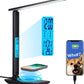 Multifunctional LED Desk Lamp with Wireless Charger,USB Charging Port,Clock,Phone Holder,Desk Lamps for Home Office,Eye-Caring Reading Lamp,Study Lamp for Boys,Girls,Teens,Black