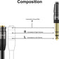 J&D 1/4 inch to 3.5mm Headphone Adapter, Heavy Duty Copper Shell Connecter Joint 3.5mm 1/8 inch Female TRS to 6.35mm Male TRS Stereo Audio Extension Cable (1 Feet)