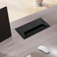 2PCS Desk Grommet Metal Rectangle Desk Cord Cable Hole Cover Grommet with Brush for Home Office Bank Computer Table (black)