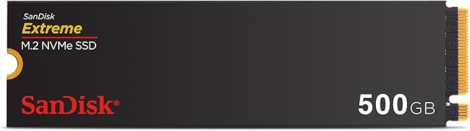 SANDISK 500GB Extreme M.2 NVMe SSD - PCIe Gen 4.0, Up to 5,000 MB/s - Internal Solid State Drive - SDSSDX3N-500G-G26