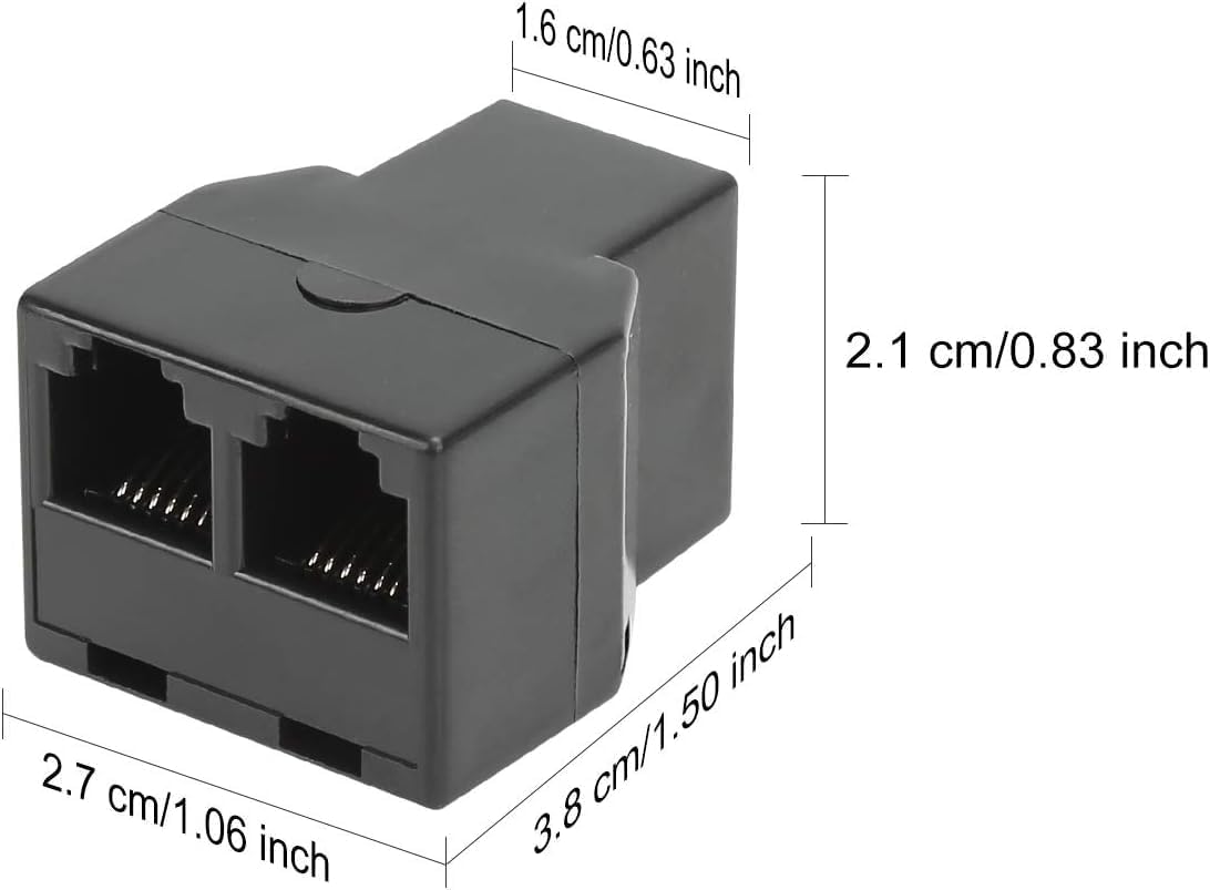Uvital RJ12 6P6C 3 Female Telephone Line Splitters, Phone Jack Splitter, Telephone Landline Cable Connector and Separator(Black, 10 Pack)