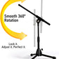 Stage Rocker Foldable Tripod Low-Profile Mic Boom Stand - Height Extending from 9.6'' to 16.9'', w/Adjustable Telescoping Arm Up to 9'', Lightweight/Convenient, Black, Powered by Hamilton(SR610121B)