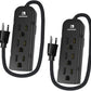 2Pack Small Power Strip Black Outlet - 1FT Heavy Duty Power Extension Cord, Mini Size Portable 3 Outlet Power Strip for Office,Computer,Home Accessories,Travel,ETL Listed (13a/125v/60hz/1625w)