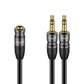 J&D 3.5 mm to 2X 3.5 mm Cable, Gold Plated Joint Copper Shell Heavy Duty 3.5mm 1/8 inch TRS Female to Dual 3.5 mm 1/8 inch TRS Male Y-Splitter Stereo Audio Adapter Cable, 6.6 Feet