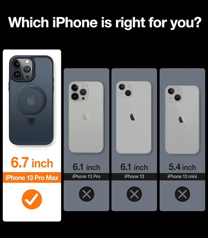 TORRAS Magnetic for iPhone 13 Pro Max Case 6.7 inch [ Fit for Magsafe] with Stand, [Military Grade Drop Protection] Shockproof Translucent Back Slim Protective Phone Case (2021), Black