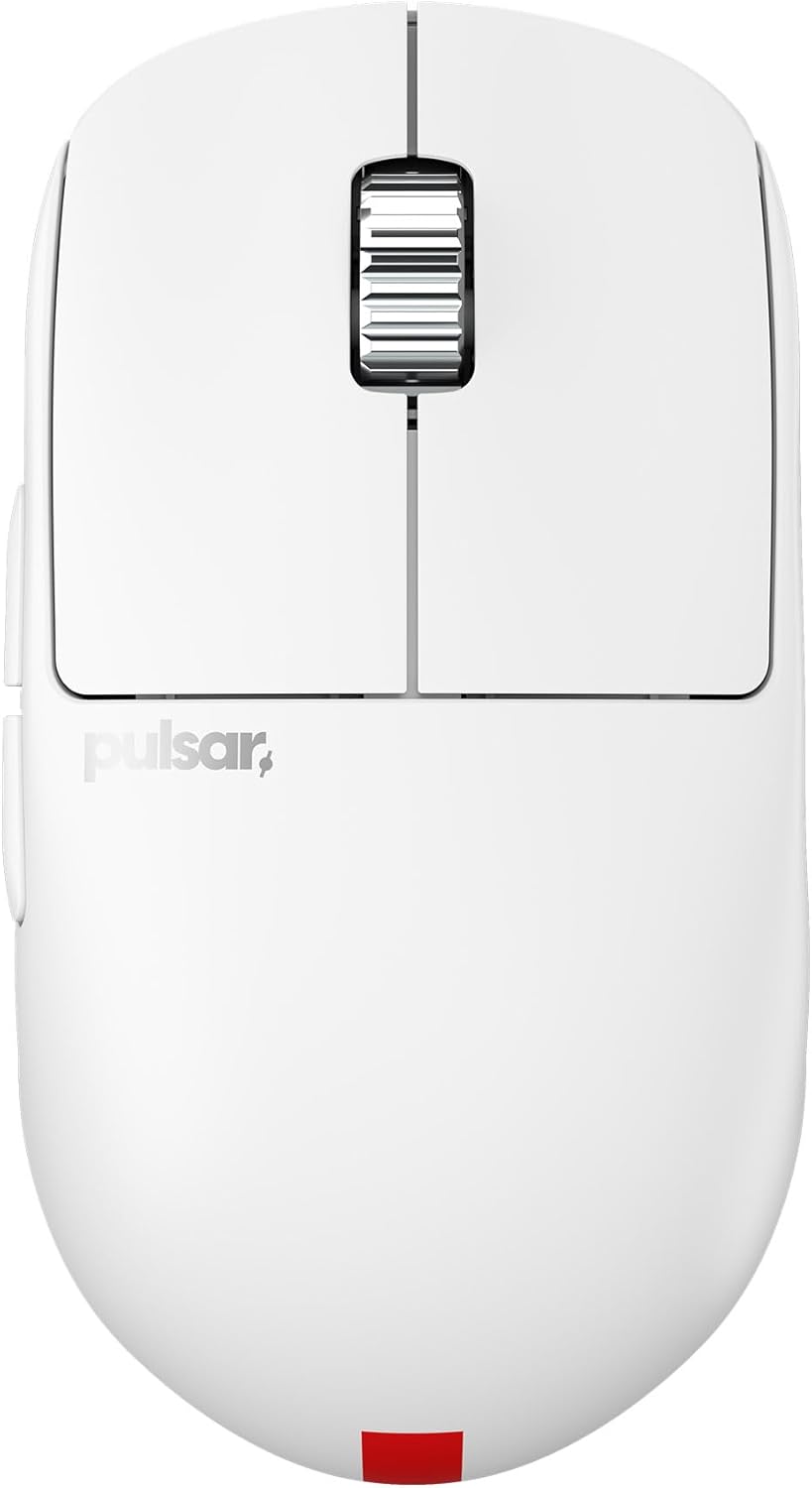Pulsar Gaming Gears - X2H ES Wireless Gaming Mouse, Limited Edition, Symmetrical, Optical Switch, OLED Display, Driverless, PAW3395 Sensor, 100H Battery, 4K dongle Included (Medium, White)