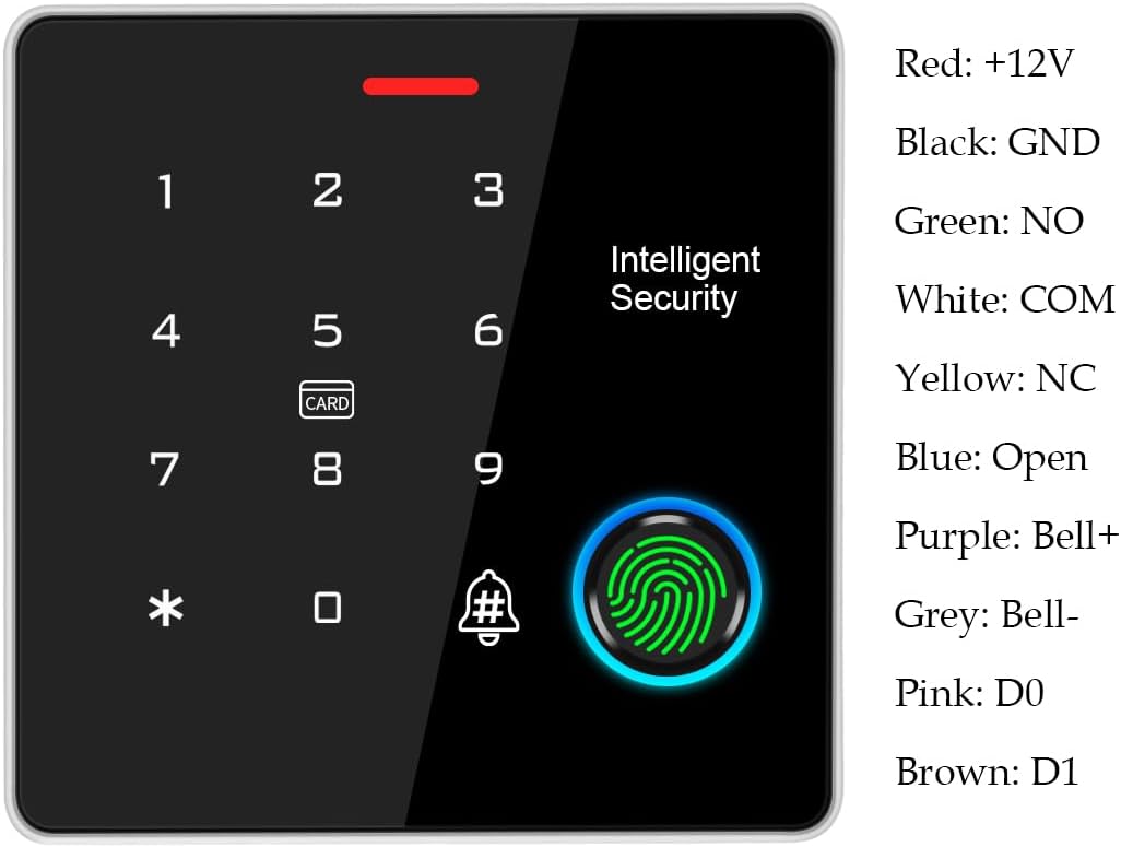 Door Access Control System IP67 Waterproof RFID Fingerprint Keypad Exit Button Doorbell Buzzer 600lb Magnetic Lock Kit