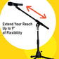 Stage Rocker Foldable Tripod Low-Profile Mic Boom Stand - Height Extending from 9.6'' to 16.9'', w/Adjustable Telescoping Arm Up to 9'', Lightweight/Convenient, Black, Powered by Hamilton(SR610121B)