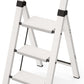 Taranta 3 Step Ladder, Lightweight Aluminum Step Stool with Convenient Handgrip, Folding Ladder with Anti-Slip Pedals, 330lbs Capacity Stepladder for Home, Office, Kitchen - White