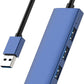 USB Hub, USB 3.0 Hub Aluminum Alloy Ultra Slim USB Splitter, Portable 4 Port USB Extender, USB Hub for Laptop, PC, MacBook, iMac, Surface Pro, Mac Pro, Flash Drive, XPS 【Blue】