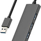 USB Hub, USB 3.0 Hub Aluminum Alloy Ultra Slim USB Splitter, Portable 4 Port USB Extender, USB Hub for Laptop, PC, MacBook, iMac, Surface Pro, Mac Pro, Flash Drive, XPS 【Black】