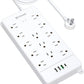 TROND Surge Protector Power Strip 10 ft, Flat Plug Long Extension Cord, 13 Wide Spaced Outlets, 4000 Joules, 32W Quick Charge 3.0 & USB C, Wall Mount, Under Desk, Heavy Duty, ETL Listed, White