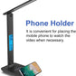 Multifunctional LED Desk Lamp with Wireless Charger,USB Charging Port,Clock,Phone Holder,Desk Lamps for Home Office,Eye-Caring Reading Lamp,Study Lamp for Boys,Girls,Teens,Black