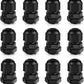 Cable Gland 12 Pack 1/4" NPT Waterproof Adjustable Connector Strain Relief Cord Connectors Joints Nylon with Gaskets…