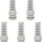 LeMotech 5Pcs NPT 1" IP68 Waterproof Cable Gland Flex Spiral Strain Relief Grey Nylon Joint with Gaskets for 18-25mm Wire Thread