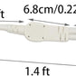 2 Way Power Splitter, 3 Prong 1 to 2 Extension Cord Splitter, 1.4' Short Extension Cord Indoor Cable Strip Outlet Saver, SJT 16AWG for Halloween Lights, Christmas Decorations, Computer, White, 1.4FT