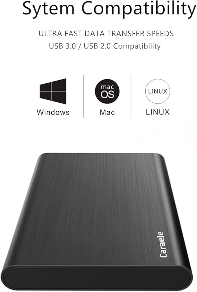 1TB Ultra Slim Portable External Hard Drive USB3.0 HDD Storage Compatible for PC, Desktop, Laptop, MacBook, Chromebook, Xbox One, Xbox 360, PS4 (Black)