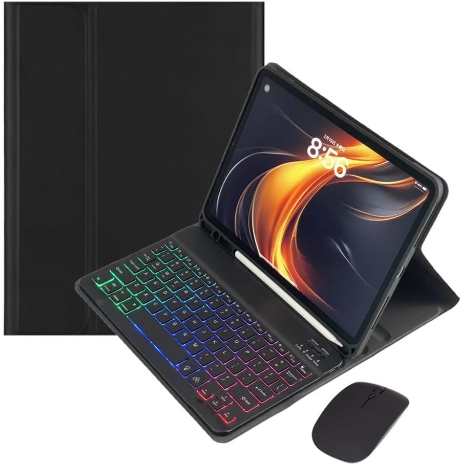 Keyboard Case for iPad Air 11-inch M3/M2 (2025/2024)/ Air 5th 4th Generation 10.9" with Mouse and Rainbow Backlit Magnetic Detachable Bluetooth Keyboard Cover,Black