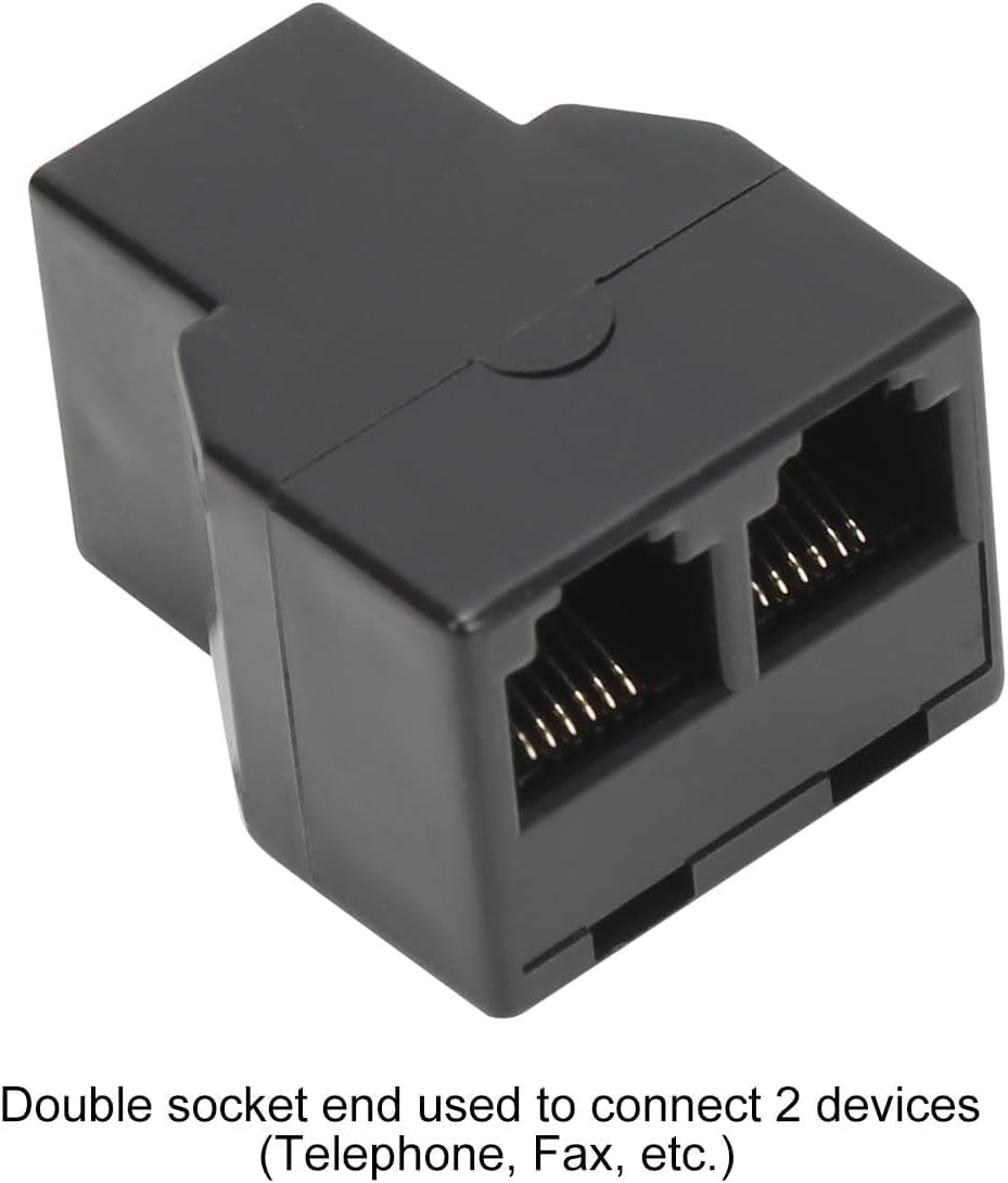 Uvital RJ12 6P6C 3 Female Telephone Line Splitters, Phone Jack Splitter, Telephone Landline Cable Connector and Separator(Black, 20 Pack)