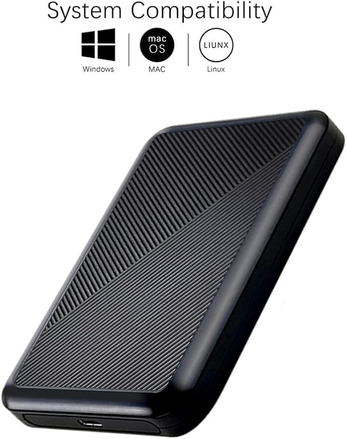 Ultra Slim Portable External Hard Drive USB 3.1 Type C HDD Storage for PC, Mac, Laptop, PS4, Xbox one (1TB)