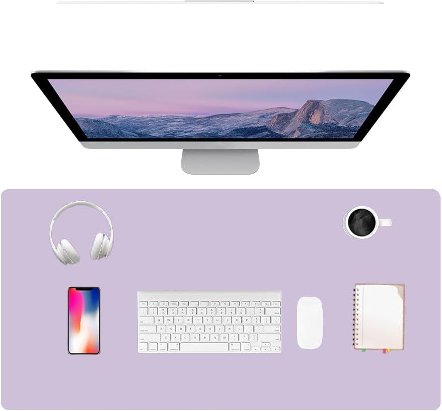 PU Leather Desk Pad Protector Gaming Mouse Pad Non Slip Desk Mat for Keyboard and Mouse Waterproof Desk Writing Pad for Office and Home Desk Accessories(Purple, 35.4 * 17.7)