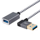 CableCreation [2-Pack Short USB 3.0 Extension Cable Right Angle, 1FT Male to Female Extender Cord for Flash Drives, Keyboard, Scanners, PlayStation, 0.3m, Space Grey
