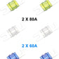 Recoil MFH12 2 Way Mini-ANL Fused Distribution Block, 1 X 0/2/4 Gauge in / 2 X 4/8 Gauge Out Fused Distribution Block with 60A, 80A, 100A Fuses, Solid Brass for Maximum Power Transfer