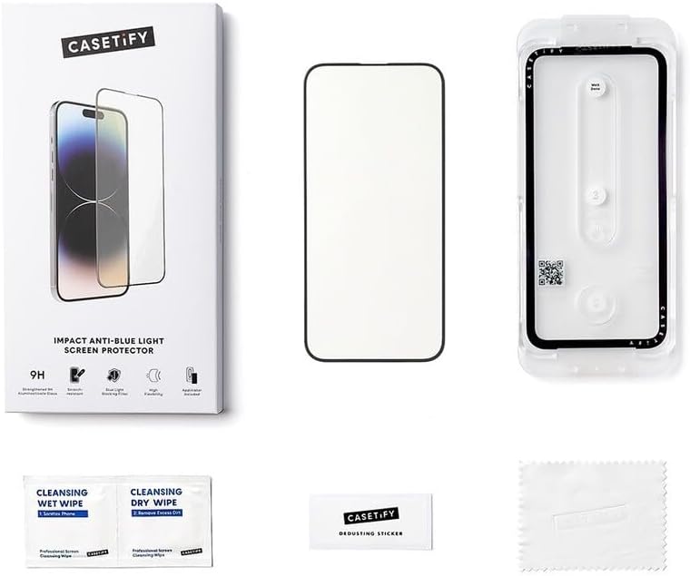 CASETiFY Impact Anti-Blue Light Screen Protector [Strengthened 9H aluminosilicate glass, applicator included] for iPhone 16 Plus