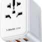 MOMAX Universal Travel Adapter, 20W+18W International Plug Adapter with 2 USB-A Quick Charging & 1 USB C PD Fast Charging,1 AC, All-in-one Wall Charger for USA EU UK AUS JP (Type C/A/G/I)