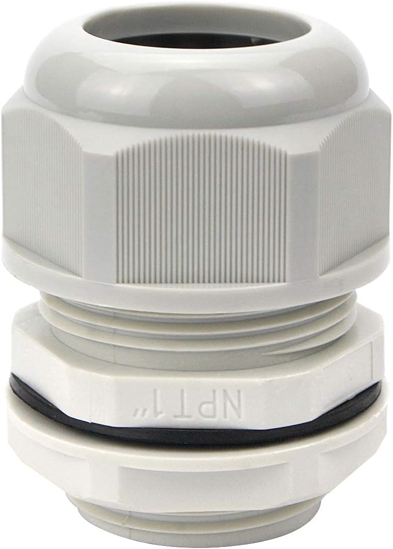 XHF 2 Pcs 1" IP68 Strain Relief Nylon Cord Grip Waterproof NPT Cable Glands Adjustable UL Listed and RoHS Compliant (Grey)