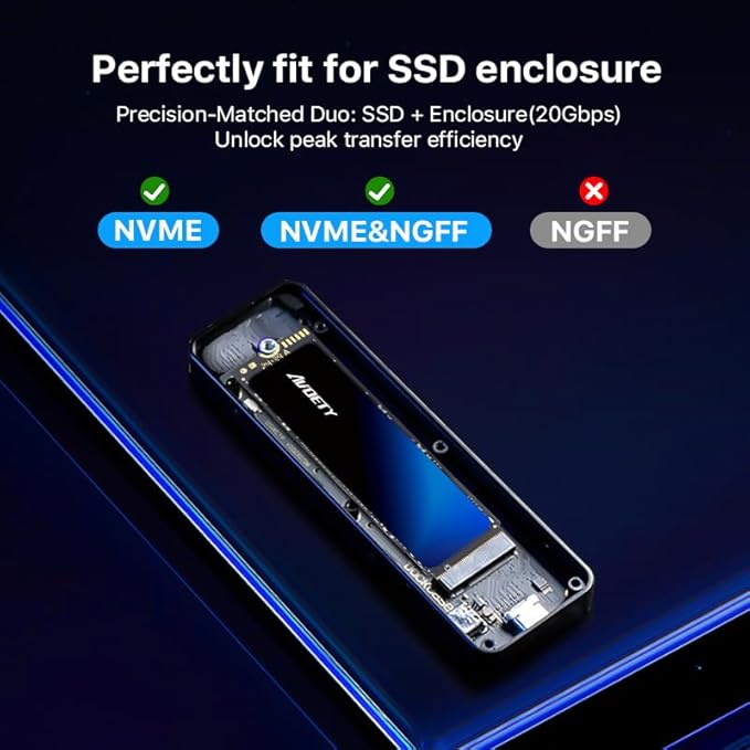 256GB M.2 2280 PCIe Gen3x4 NVMe SSD, Read Speed up to 2000MB/s, SLC Cache 3D NAND TLC M.2 SSD, Compatible with Laptop, Desktop ＆ NVMe Enclosure